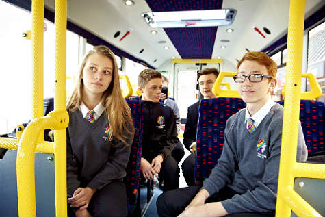 School children on a bus