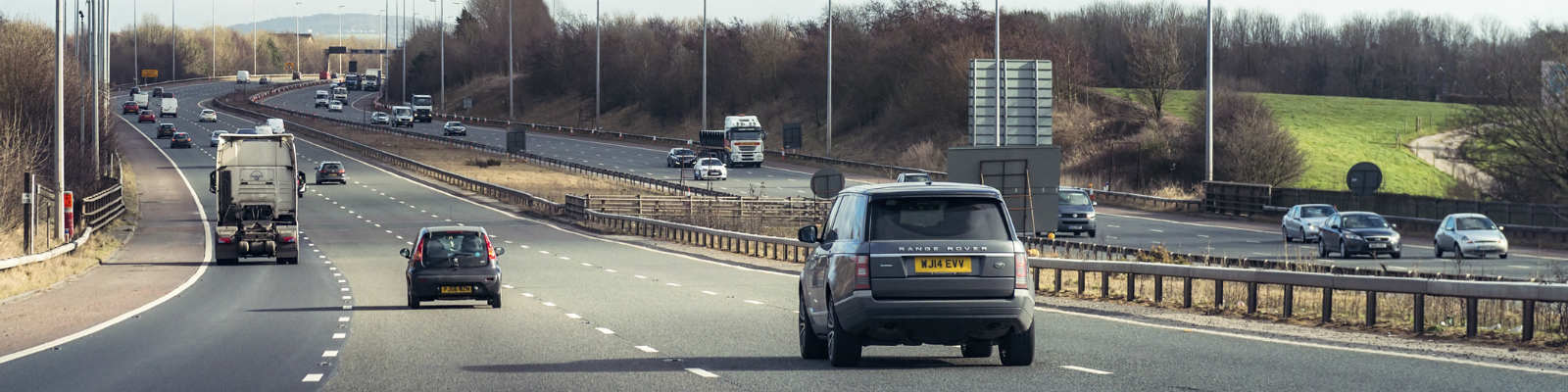 Traffic on the M6 Motorway in England