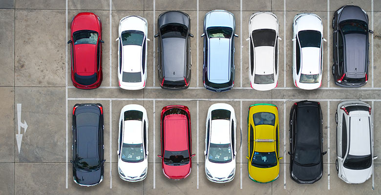 Aerial view of a car park